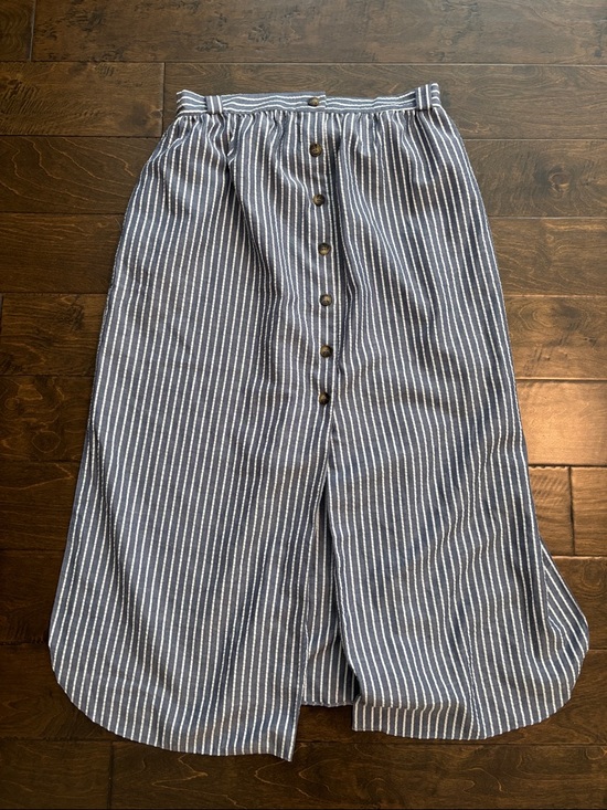 ASOS Dresses & Skirts - Striped Button-Front Blue Midi Skirt